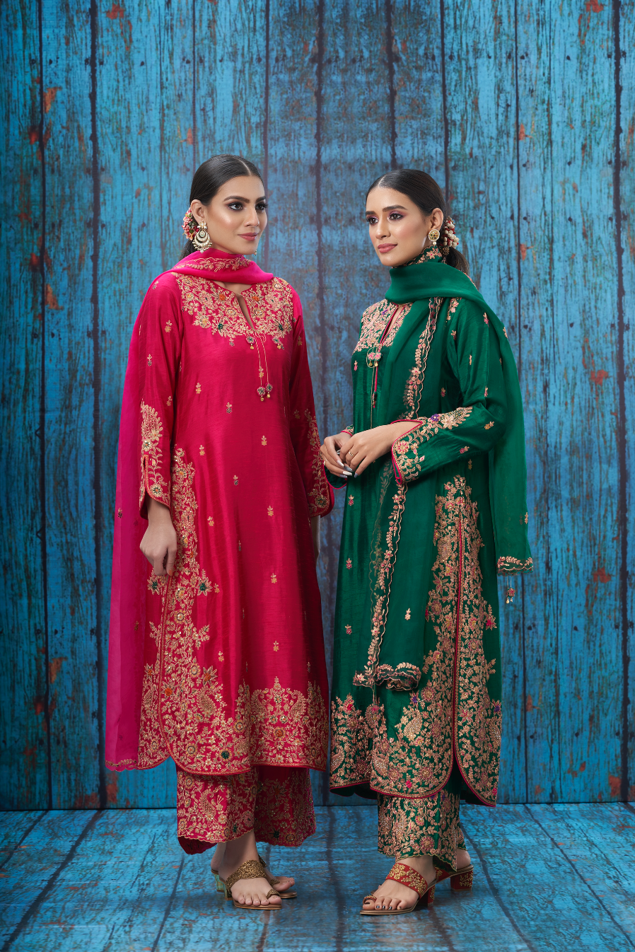 Pink Kairi Buta Jaal Long Kurta Set