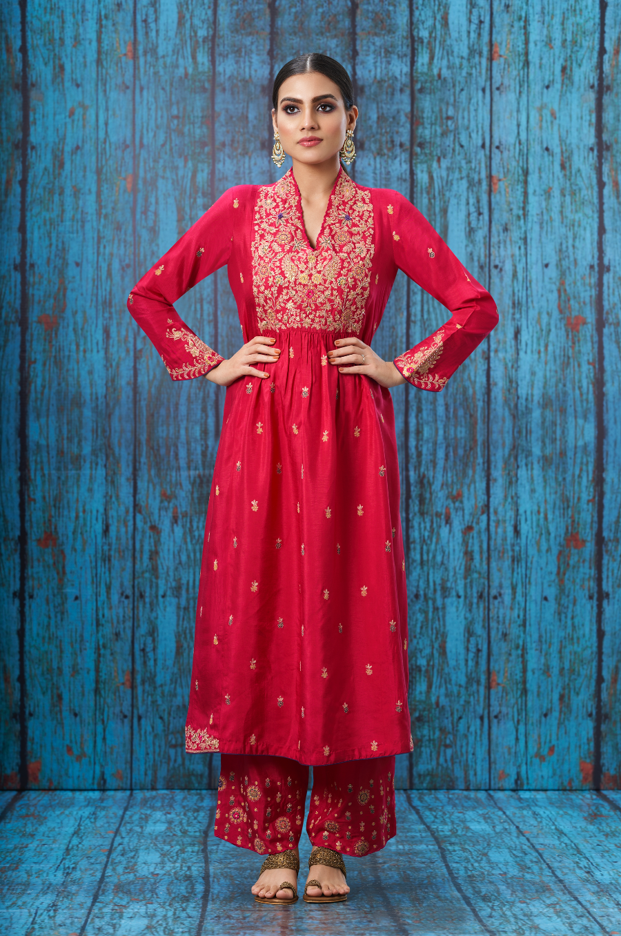 Pink Kairi Buta Jaal Frockstyle