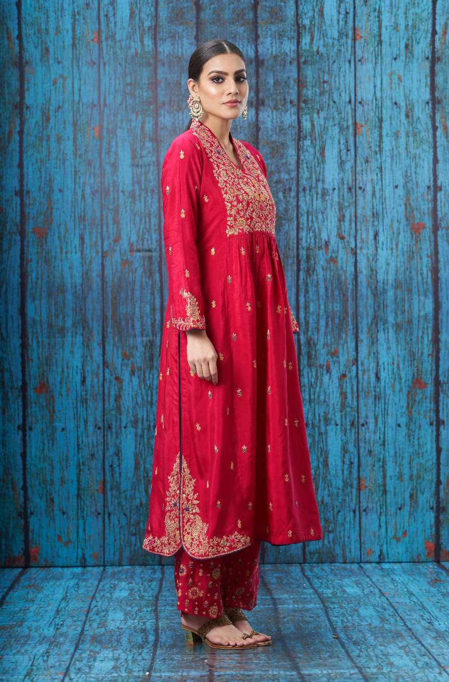 Pink Kairi Buta Jaal Frockstyle