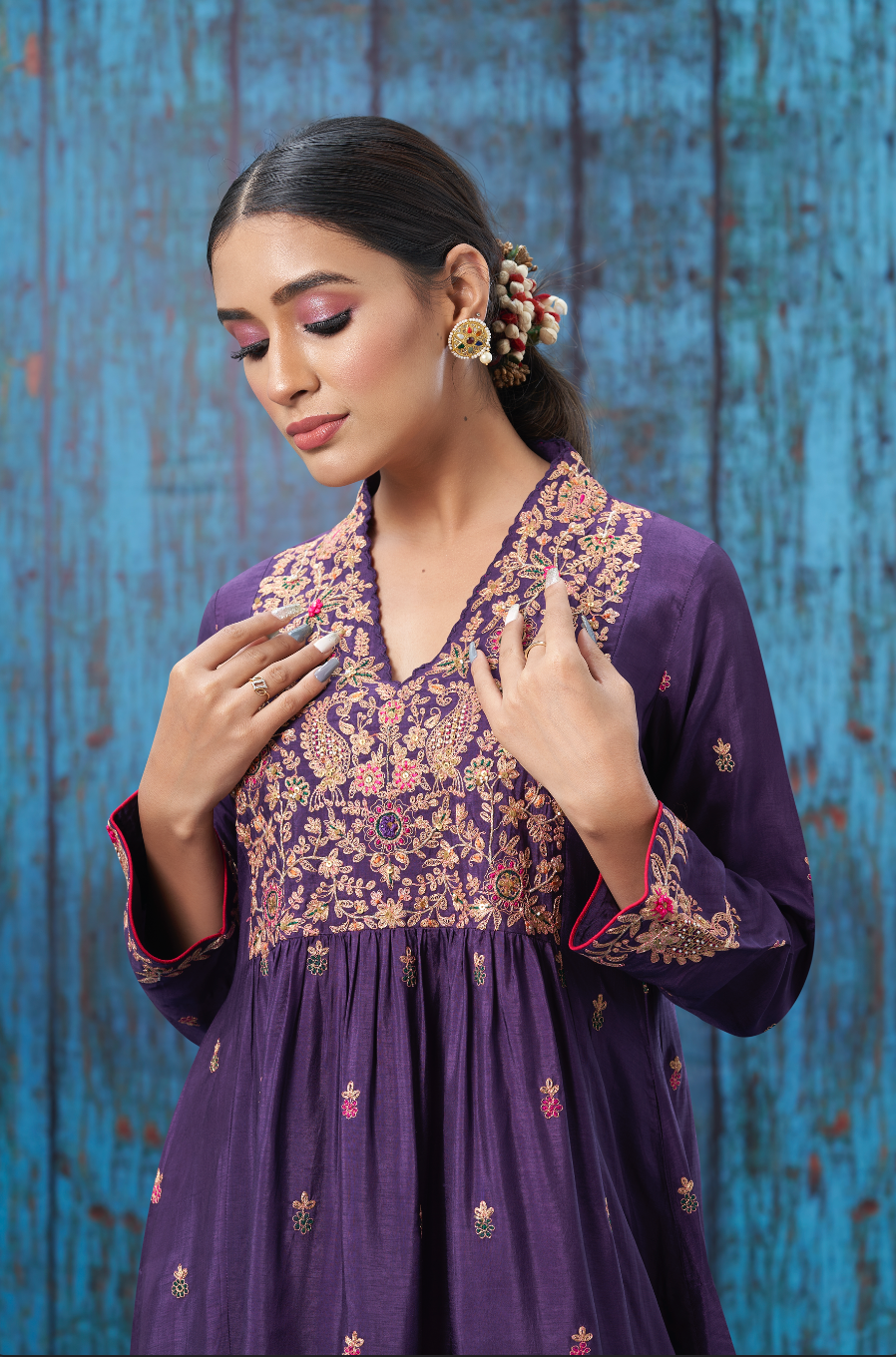 Purple Kairi Buta Jaal Frockstyle