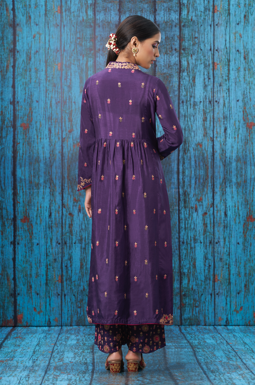 Purple Kairi Buta Jaal Frockstyle
