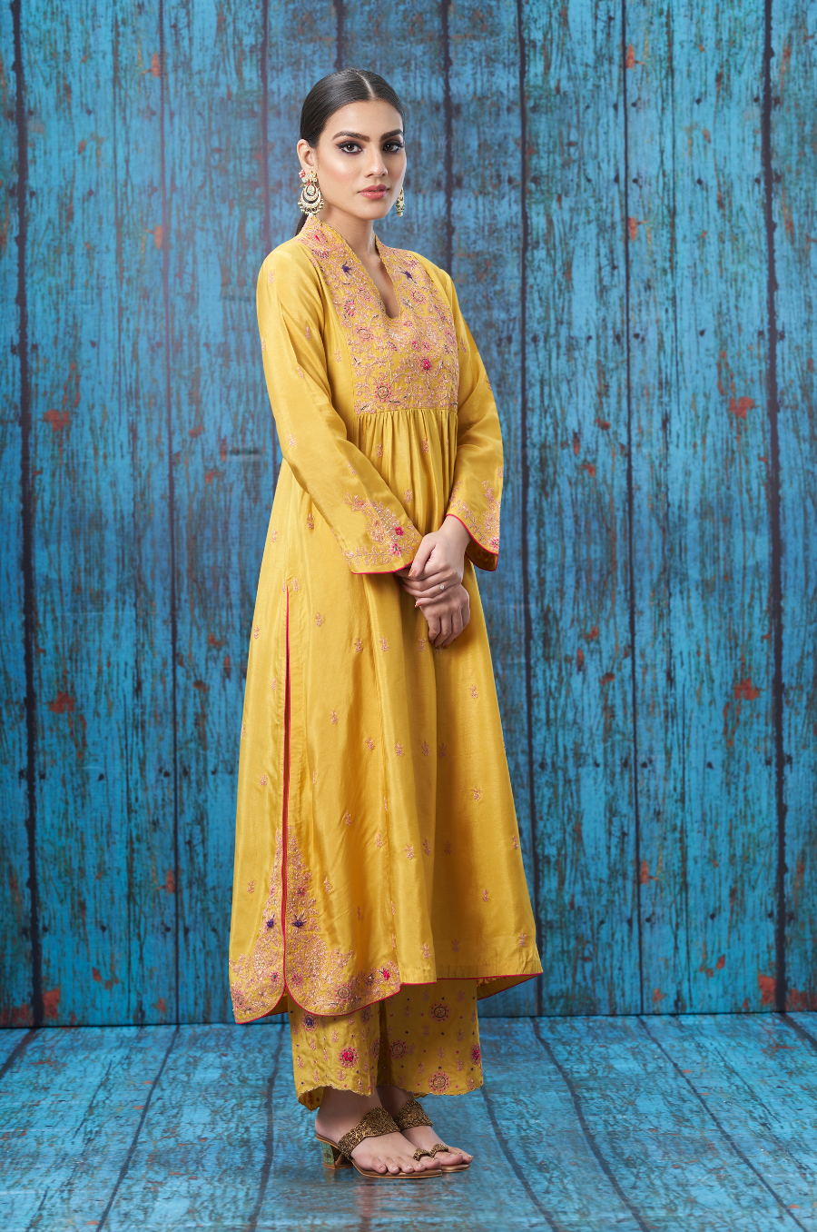 Mustard Kairi Buta Jaal Frockstyle