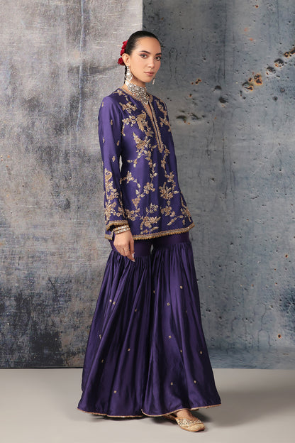 Zar:Rang Purple Jaal Sharara Set