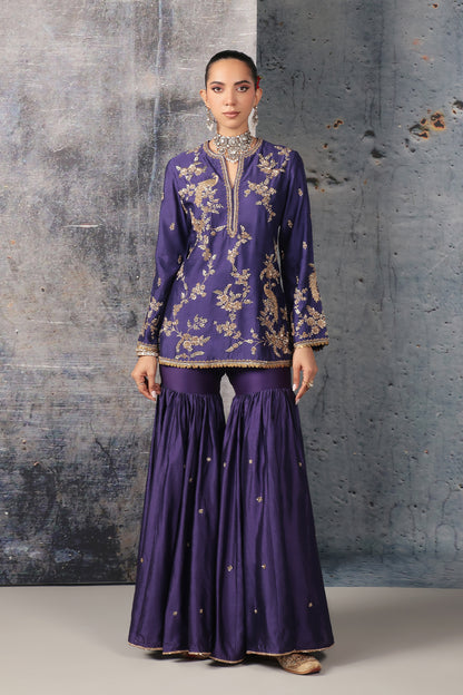 Zar:Rang Purple Jaal Sharara Set