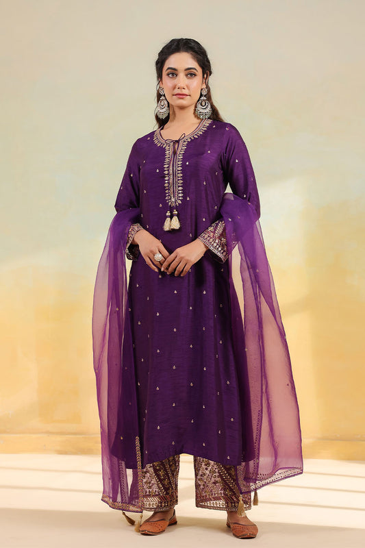 Purple Noor Farshi Kurta Set