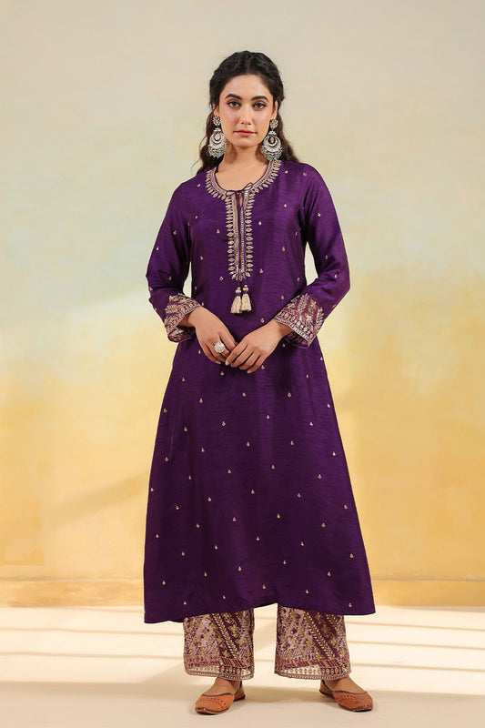 Purple Noor Farshi Kurta Set