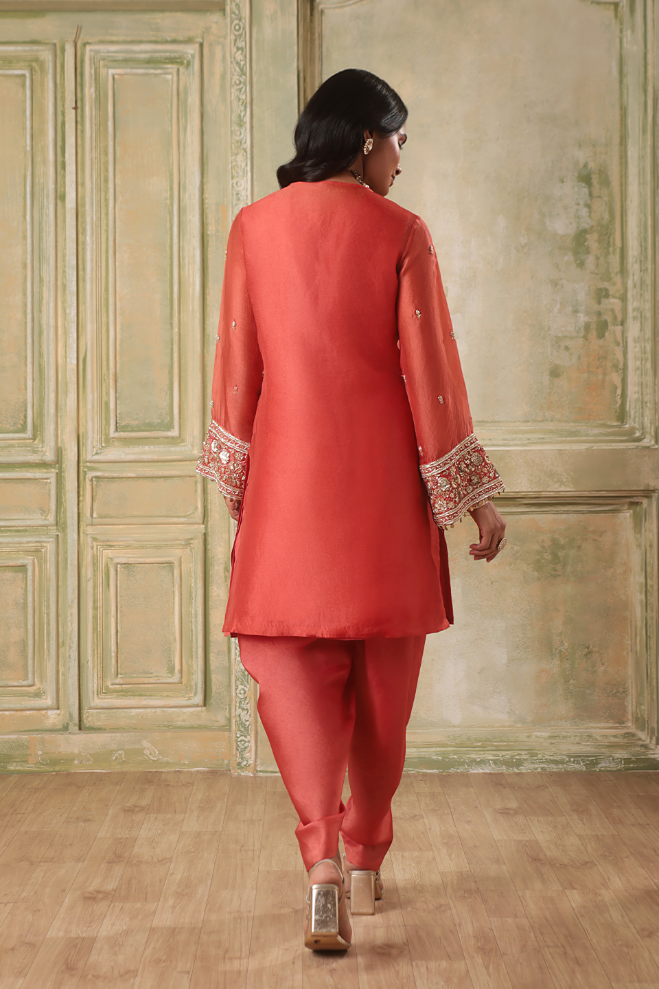 Zar:Rang Orange Short Kurta Set