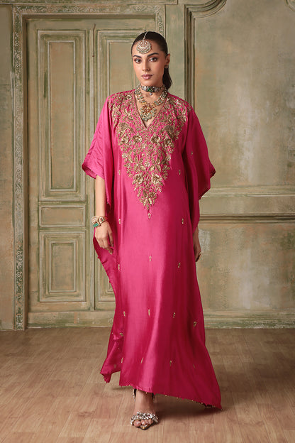 Zar:Rang Pink Kaftan Set