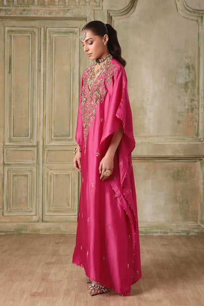 Zar:Rang Pink Kaftan Set