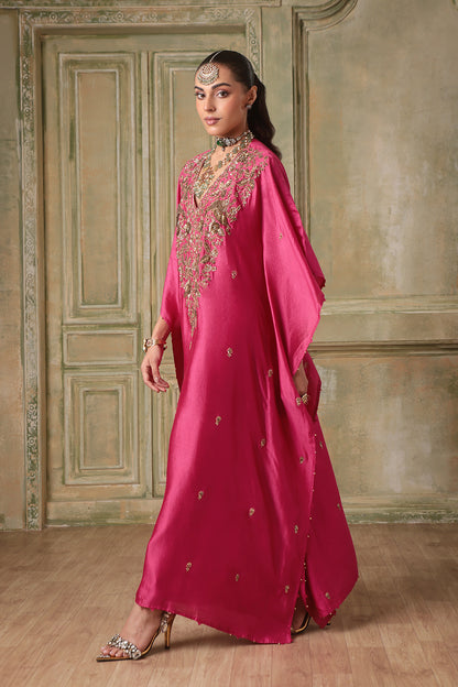 Zar:Rang Pink Kaftan Set
