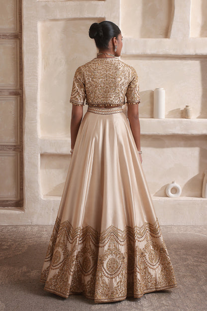 Zar:Rang Ivory Scallop Lehenga Set