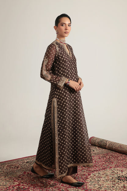 Zar:Rang Brown Buti Kurta Set