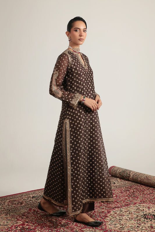 Zar:Rang Brown Buti Kurta Set