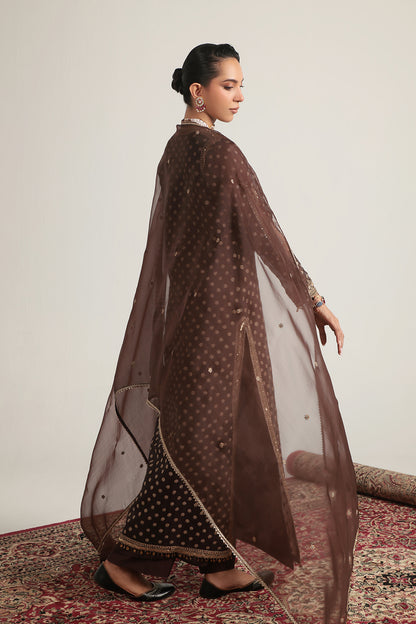 Zar:Rang Brown Buti Kurta Set