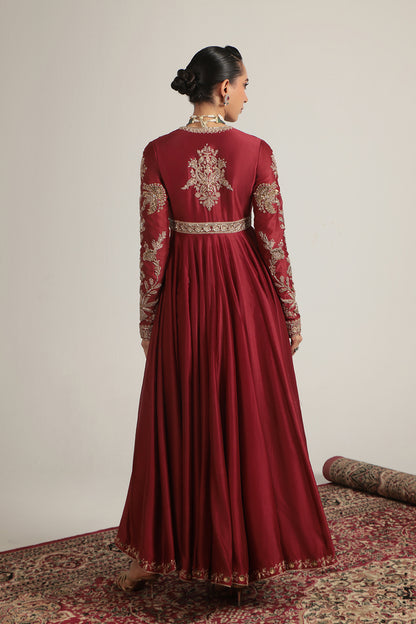 Zar:Rang Maroon Heavy Yoke Kalidar Set