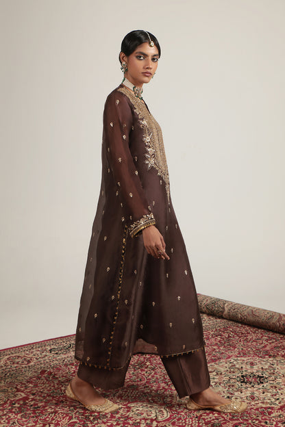 Zar:Rang Brown Long Kurta Set