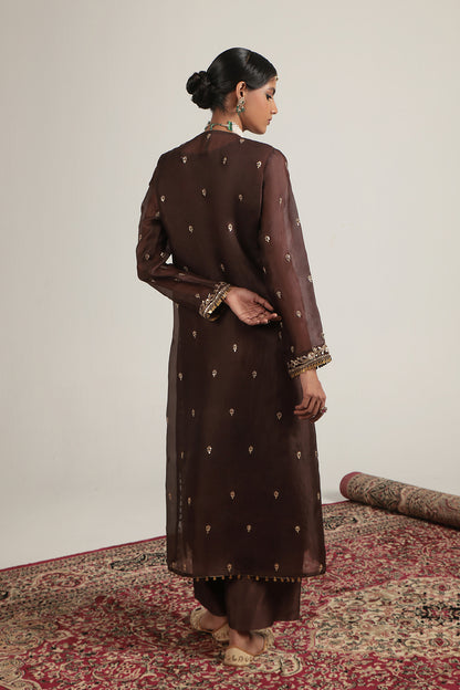 Zar:Rang Brown Long Kurta Set