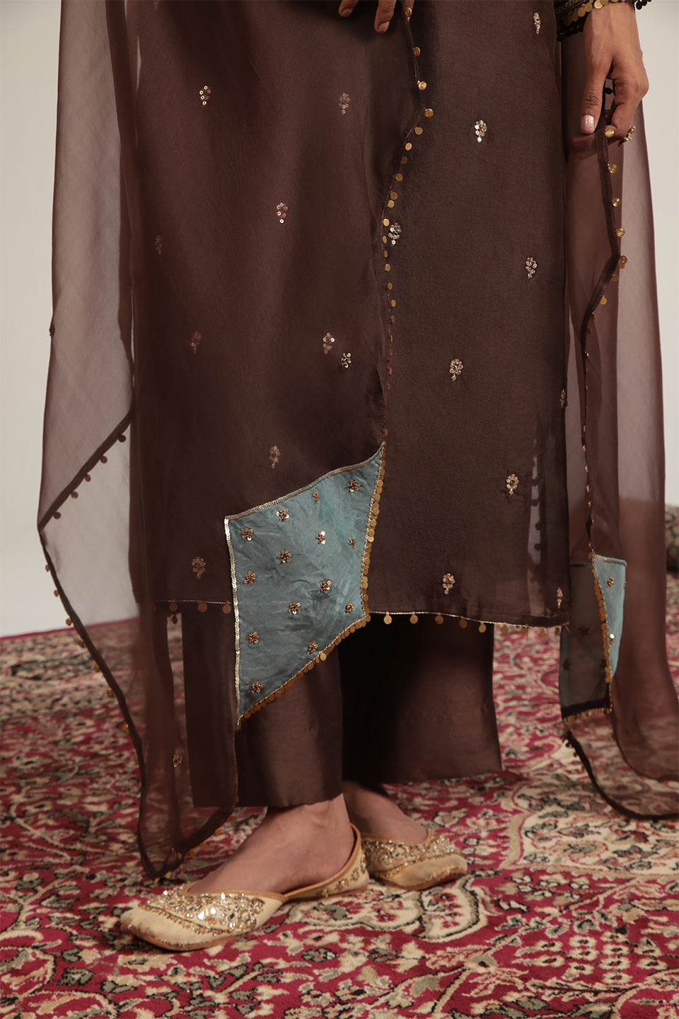 Zar:Rang Brown Long Kurta Set