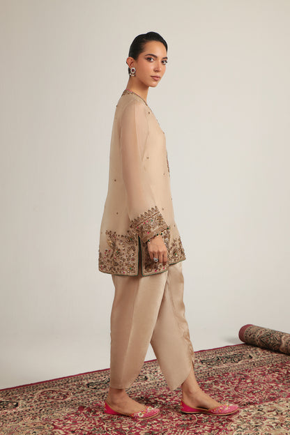 Zar:Rang Ivory Heavy Short Kurta Set