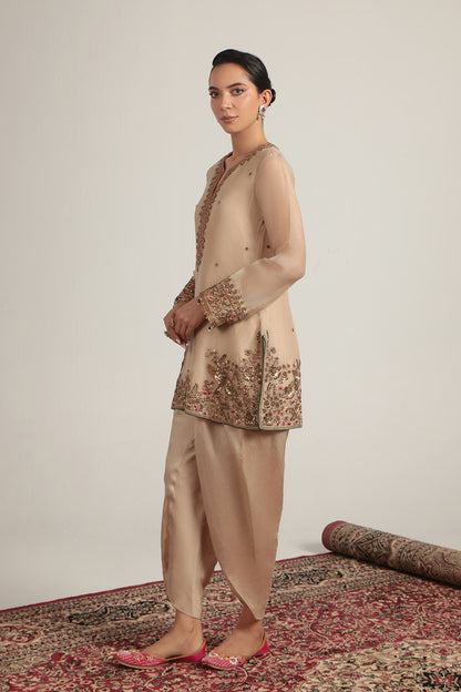 Zar:Rang Ivory Heavy Short Kurta Set