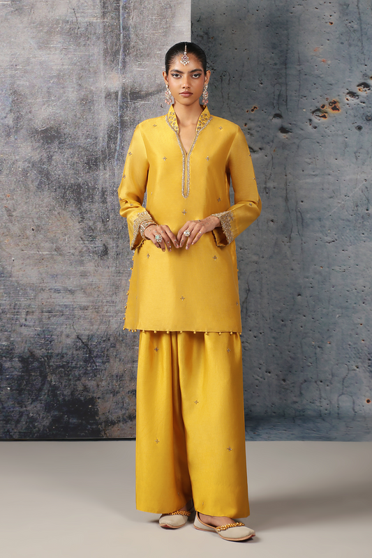 Mehrang Yellow Short Buti Kurta Set