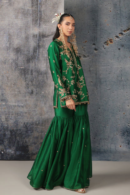Zar:Rang Green Jaal Sharara Set