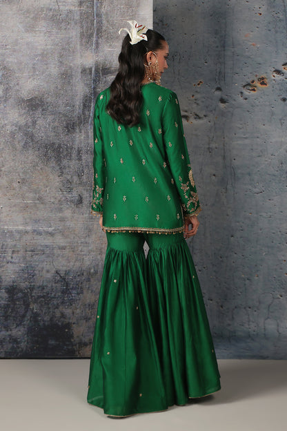 Zar:Rang Green Jaal Sharara Set
