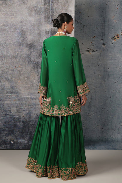 Zar:Rang Green Heavy Sharara Set