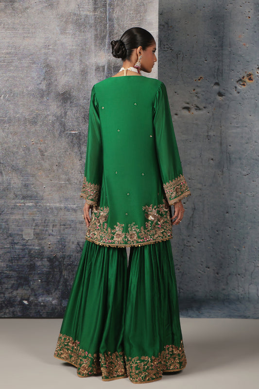 Zar:Rang Green Heavy Sharara Set