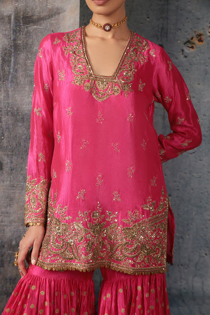 Zar:Rang Pink Buti Sharara Set