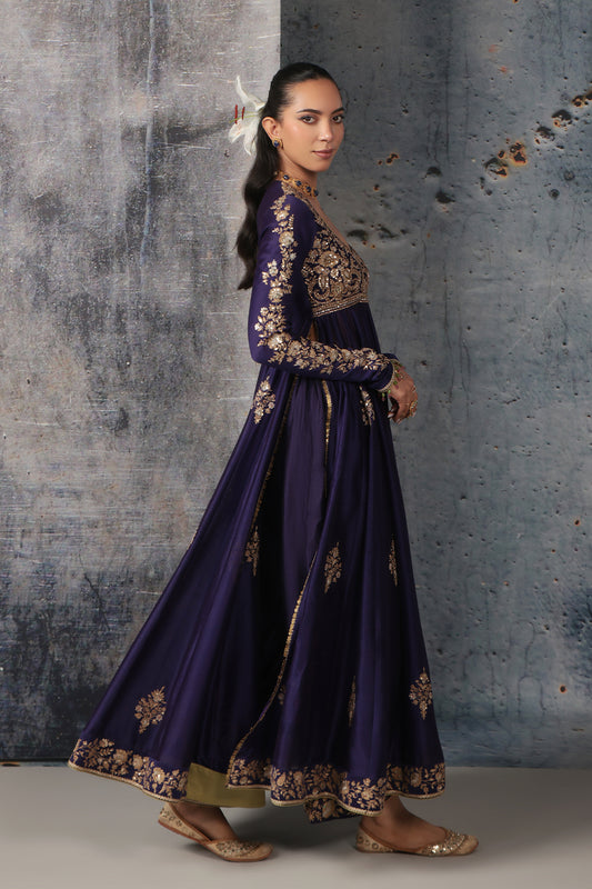 Zar:Rang Purple Kalidaar Set