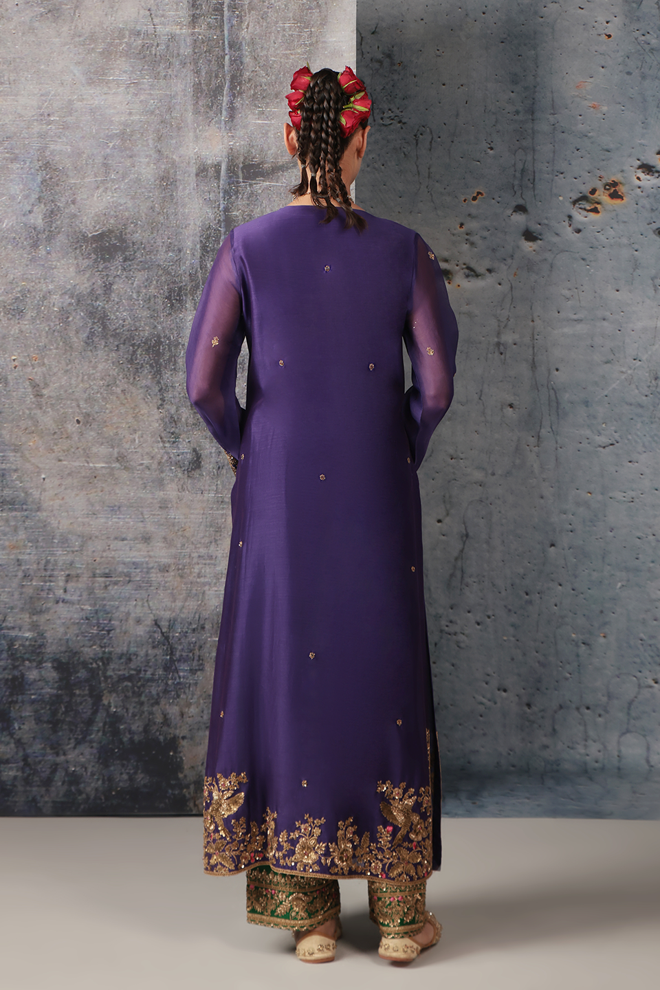 Zar:Rang Purple Straight Long Kurta Set