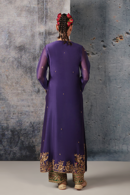 Zar:Rang Purple Straight Long Kurta Set