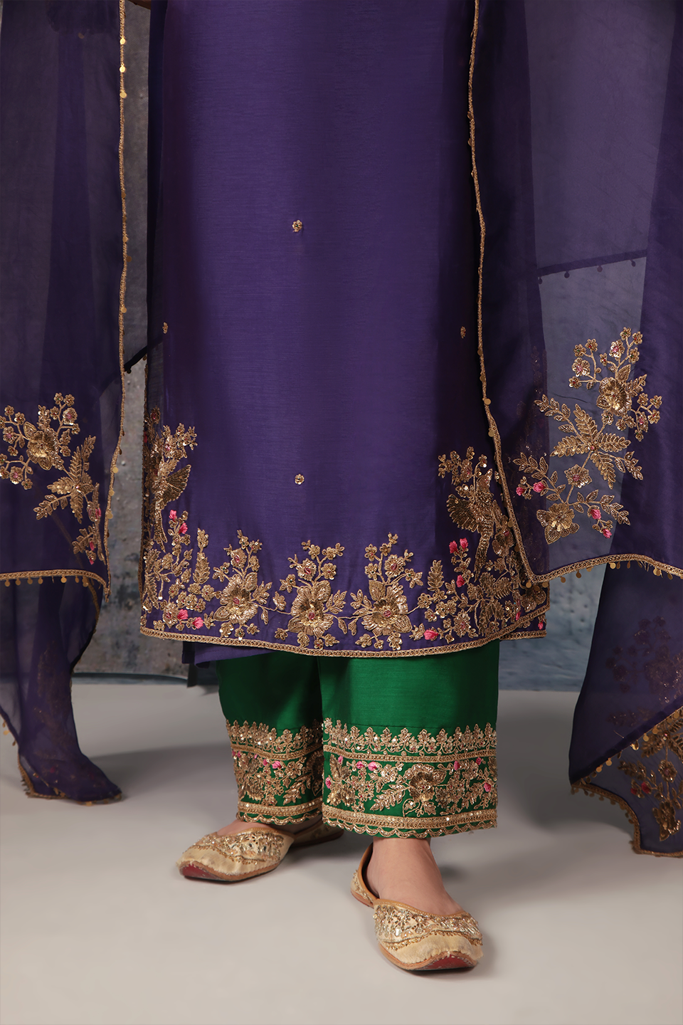 Zar:Rang Purple Straight Long Kurta Set