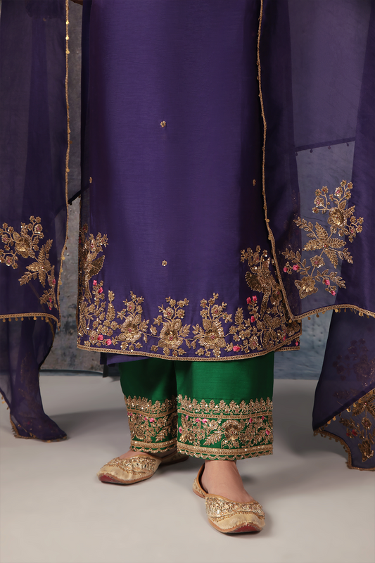 Zar:Rang Purple Straight Long Kurta Set