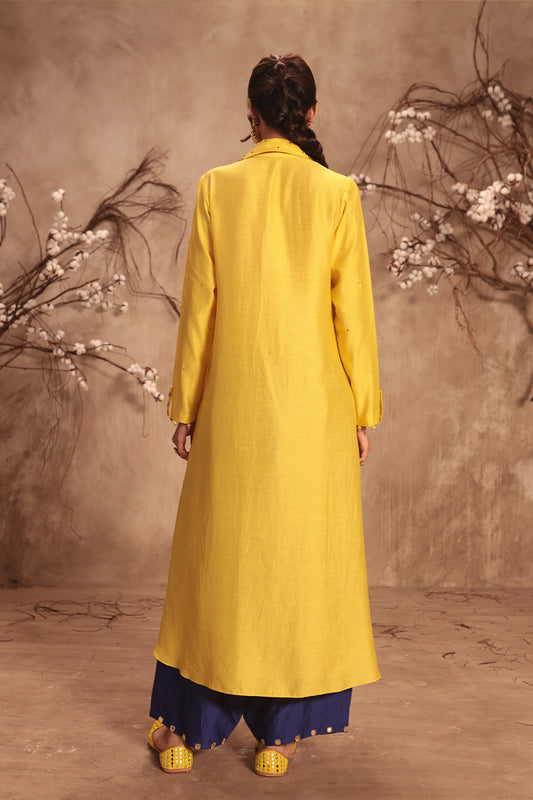 Nazakat Yellow Collar Kurta Set