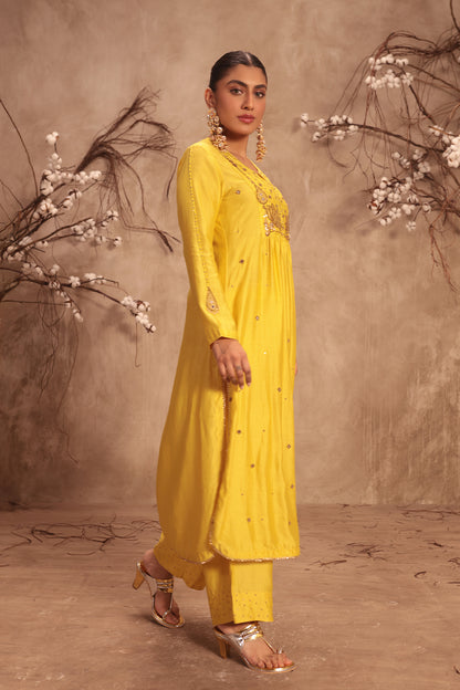 Nazakat Yellow Frockstyle Kurta Set