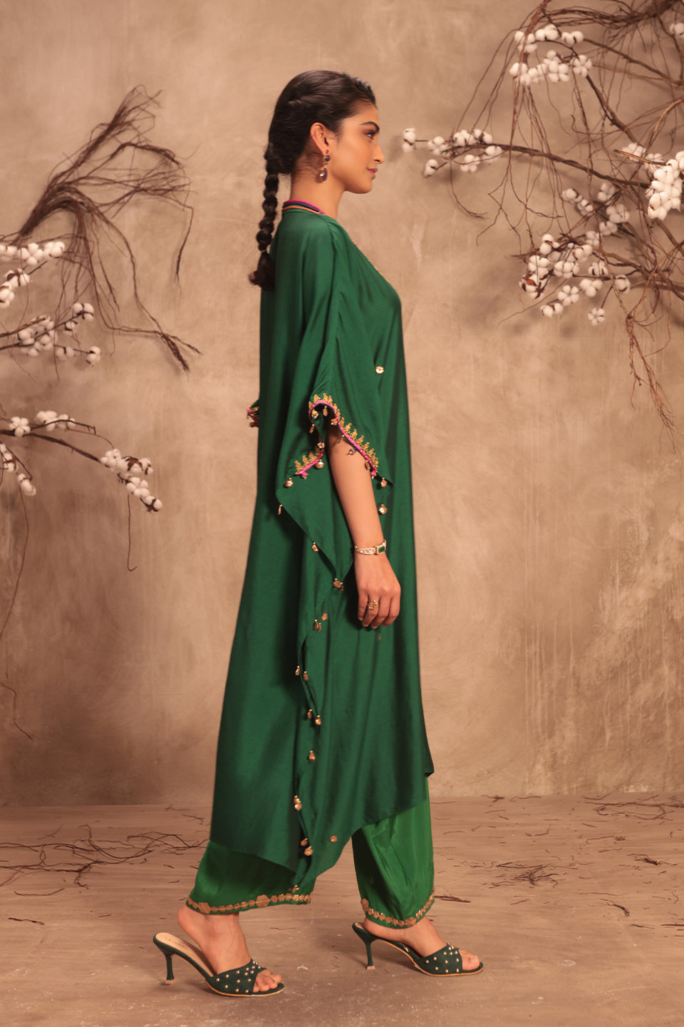 Nazakat Green Kaftan Set