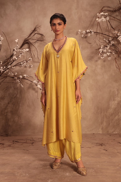 Nazakat Dark Yellow Kaftan Set