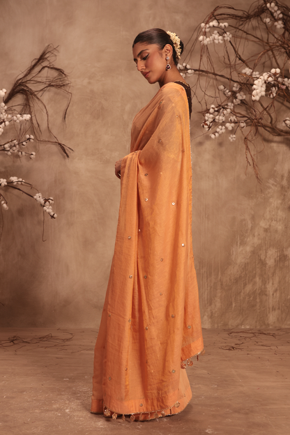 Nazakat Orange Gota Work Saree Set