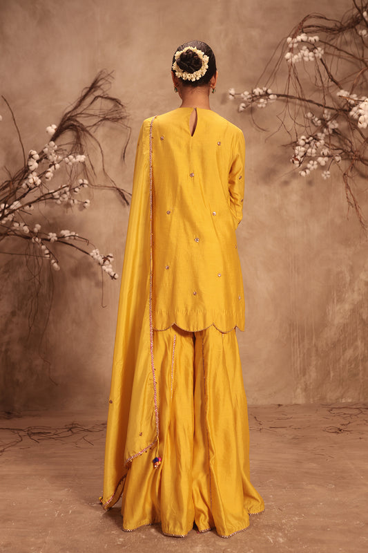 Nazakat Yellow Lotus Yoke Sharara Set