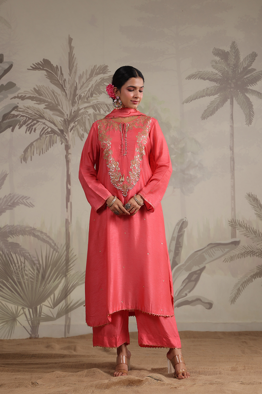 Roselyn Neck Embroidered Kurta Set