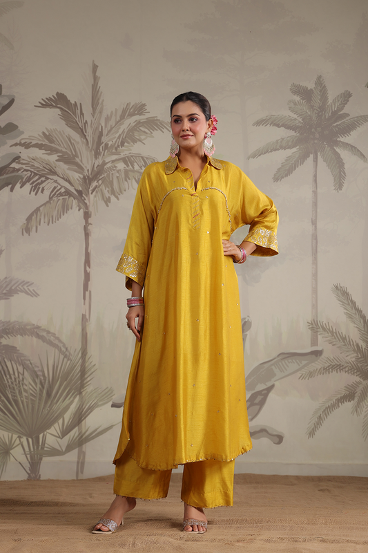 Roselyn Collar Embroidered Kurta Set