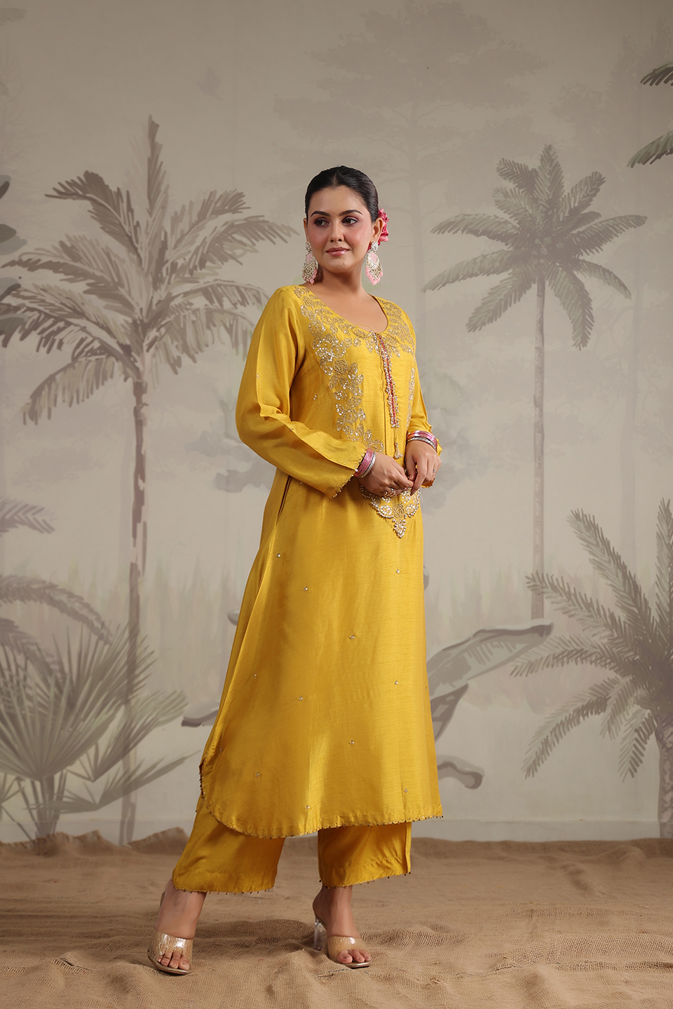 Roselyn Neck Embroidered Kurta Set