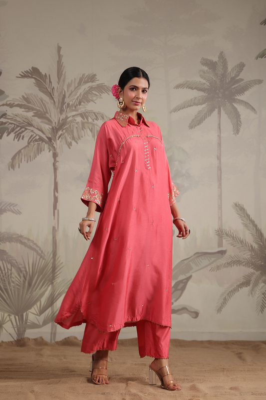 Roselyn Collar Embroidered Kurta Set