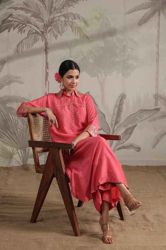 Roselyn Collar Embroidered Kurta Set