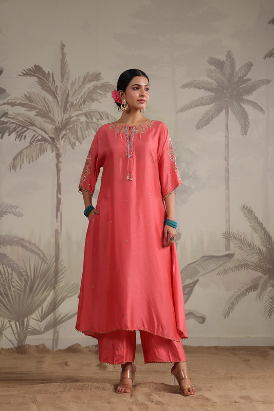 Roselyn Shoulder Embroidered Kurta Set