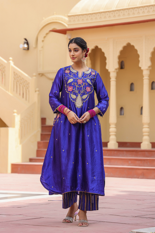 Cheent Embroidered Long Yoke Pocket Style Kurta Set