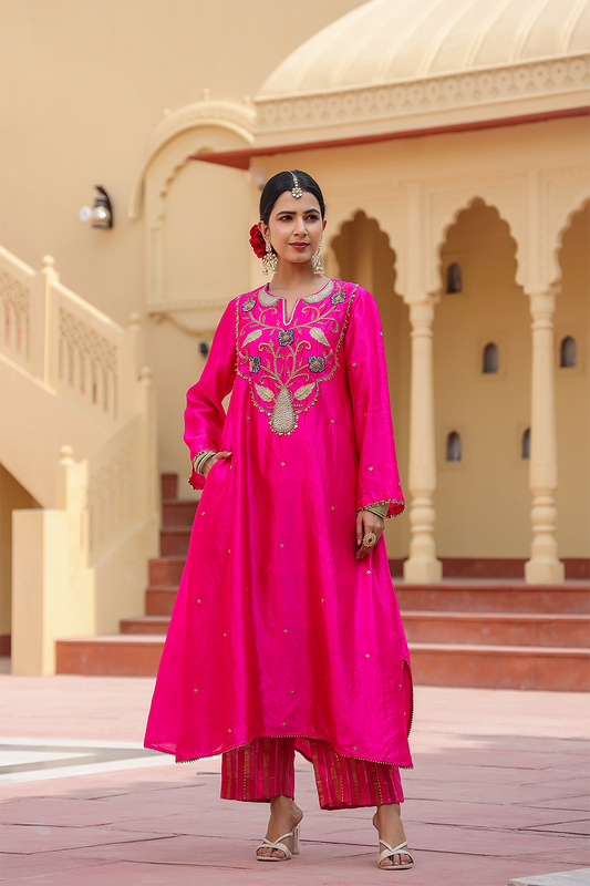 Cheent Embroidered Long Yoke Style Kurta Set