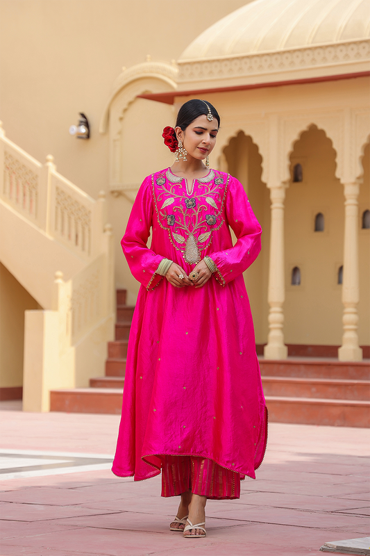 Cheent Embroidered Long Yoke Style Kurta Set